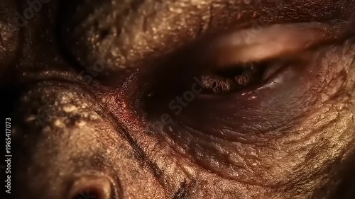 Intricate detail close-up showing the human eye and facial skin with depth and texture focus on detailed