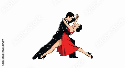 Couple dancing tango in formal attire