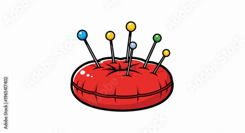 Red pincushion with colorful pins