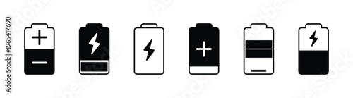 Set of battery icons.  indicator battery illustration symbol. accumulator logo. Vector illustration 