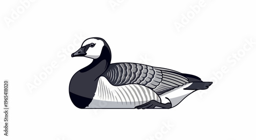 Minimalist grayscale illustration of a Canada goose resting peacefully