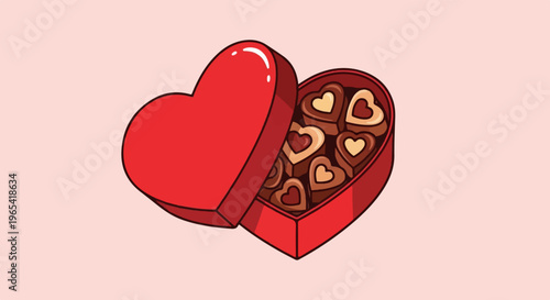 Heart-shaped box filled with assorted chocolate candies