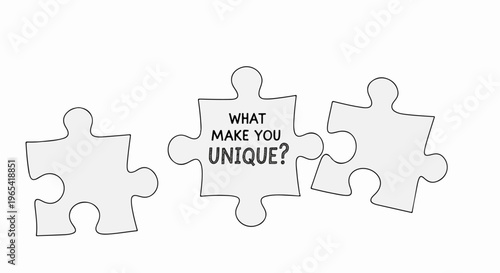 Three puzzle pieces, one with text asking what makes you unique