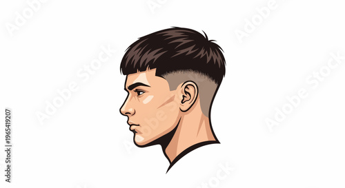Stylized profile illustration of a young man with a trendy haircut