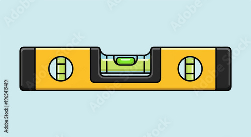 Yellow bubble level with black end caps and green fluid vial