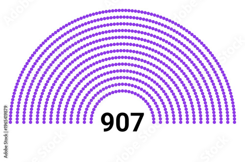Hemicycle 907 seats - 8 rows