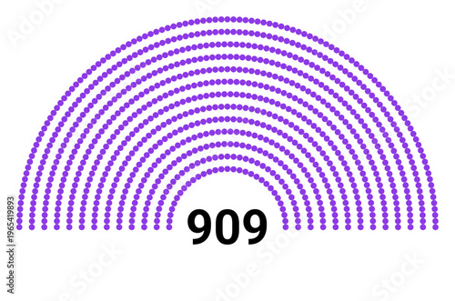 Hemicycle 909 seats - 8 rows