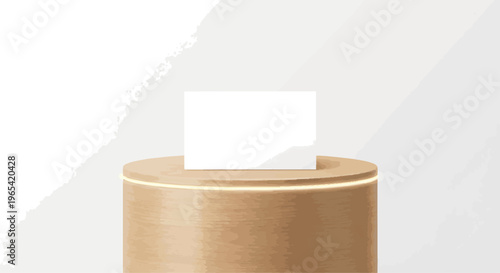Create a realistic Wooden pedestal with light frame Blank Pedestal minimal concept template - 3d rendering mockup vector art ..
