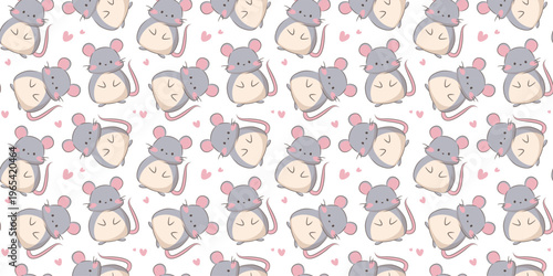 Pattern with cute gray mouses. Seamless pattern for children's clothing, underwear, goods