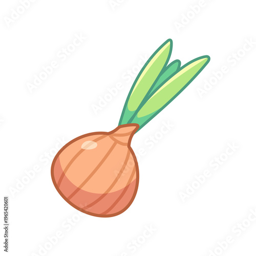 Onion icon. Cartoon vegetable. Vector children's illustration, art for kawaii style games