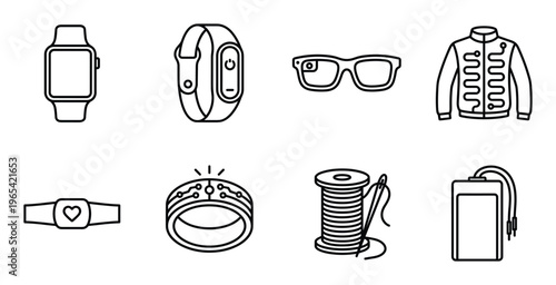 Modern technology gadgets and smart devices icons wearable technology elements