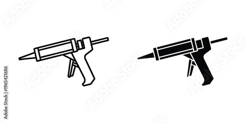 Comparison of two different caulking gun designs with varying handle styles