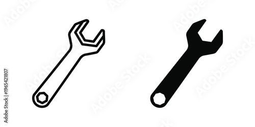 Comparison between open-end and box-end wrenches in black and white illustration