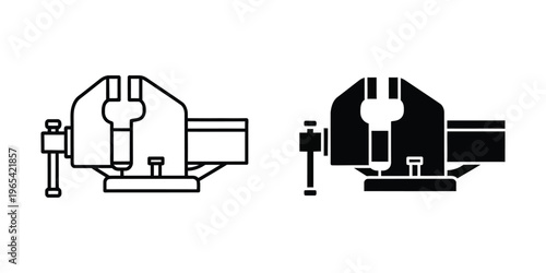 Side-by-side comparison of a bench vice and a blackened bench vice design