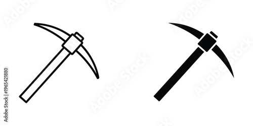 Two contrasting styles of mining pickaxes shown side by side in black and white