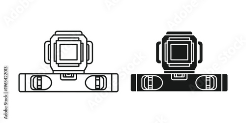Comparison of two different camera flash unit designs shown from a top view perspective
