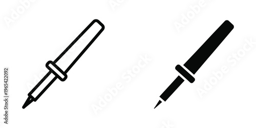 Comparison of a mechanical pencil and a traditional ink pen in black and white illustration