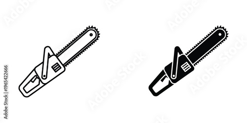 Comparison of a chainsaw with different colored chain and bar designs