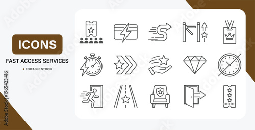 Fast Access & VIP Service Icon Set – Vector Collection for Priority Passes & Premium Features