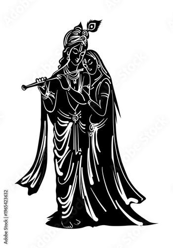 Silhouette vector of Krishna