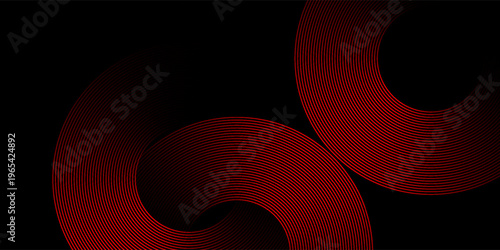 Fotografia Minimalist abstract composition featuring vibrant red line patterns with smooth curvature and strong contrast