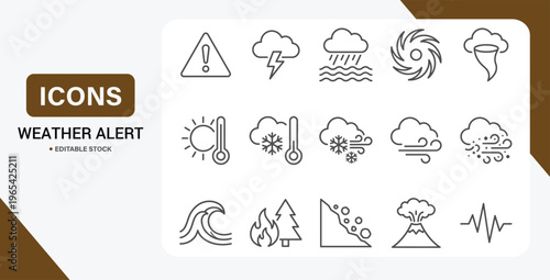Weather Alert Icon Set – Vector Collection for Natural Disasters & Severe Weather Conditions