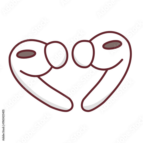 Wireless earbuds icon for audio listening and music therapy graphic