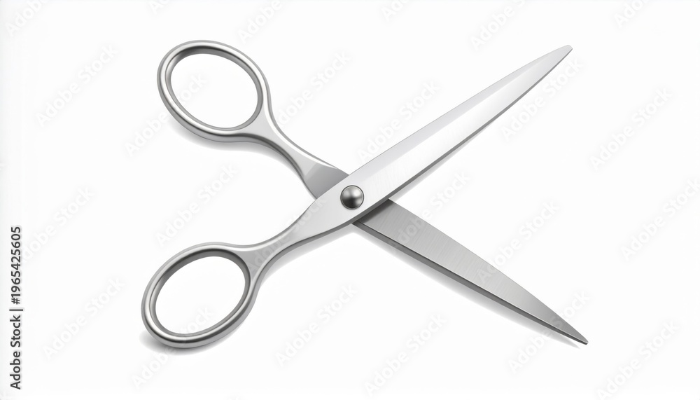 Fototapeta premium Metal Scissors Open Against White Background with Soft Shadowing for Crafting