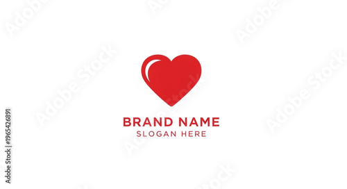 Red Heart Logo Design with Brand Name and Slogan.