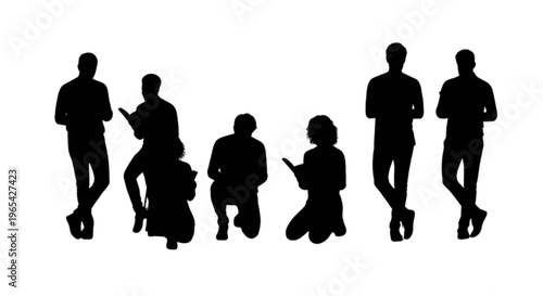 Silhouettes of people in various poses