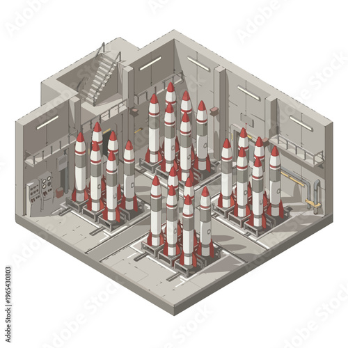 vector isometric of a missile storage room or warehouse 010