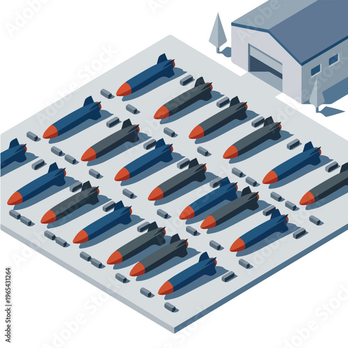 vector isometric of a missile storage room or warehouse 3