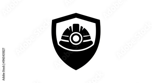 Safety Helmet Shield Icon - Symbol of Protection and Industrial Safety.