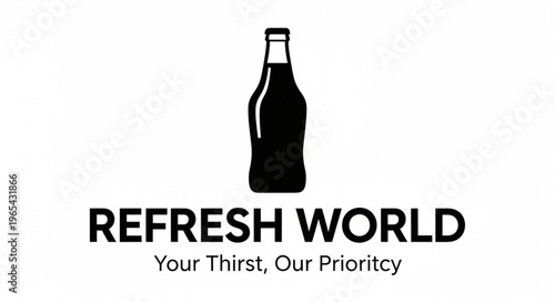 Refresh World Logo Featuring a Stylized Bottle Silhouette Above Text.