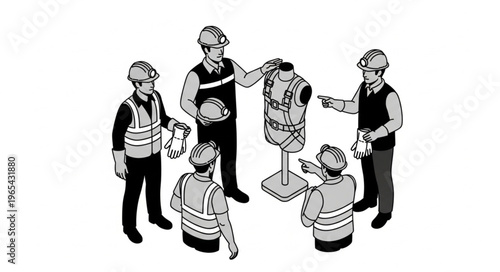 Safety Training Session - Workers Learning About Protective Gear.