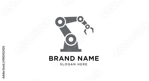 Robotic Arm Logo Design Industrial Automation Concept.