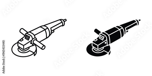 Two different types of angle grinders depicted in a black and white illustration