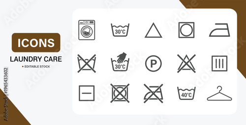 Laundry Care Symbols Guide – Vector Collection for Washing & Drying Instructions