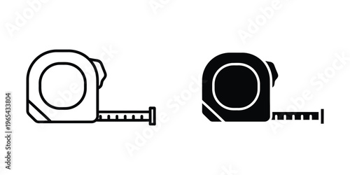Two contrasting styles of tape measures shown in simple black and white line art