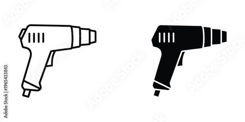 Comparison of a standard and a cordless power tool resembling a heat gun or nail gun