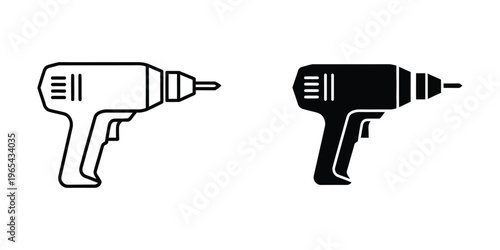 Comparison of a light and dark colored cordless drill in black and white silhouette