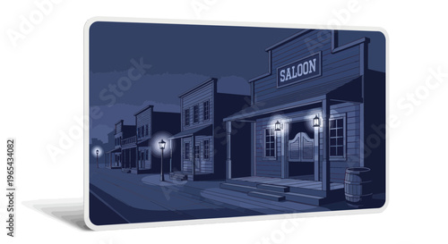 Pixel Art Western Town Saloon at Night