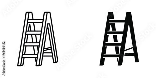 Comparison of a traditional wooden ladder and a modern anodized aluminum ladder