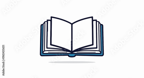 A simple, hand-drawn illustration of an open book with a shadow underneath