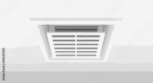 A ceiling air vent with horizontal louvers and a dark interior slot