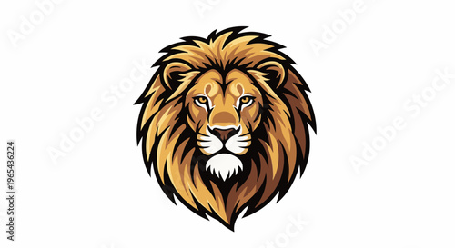 Fierce lion head with golden mane, intense eyes, and detailed facial features