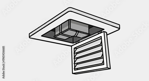 A ventilation grille with adjustable louvers embedded in a ceiling