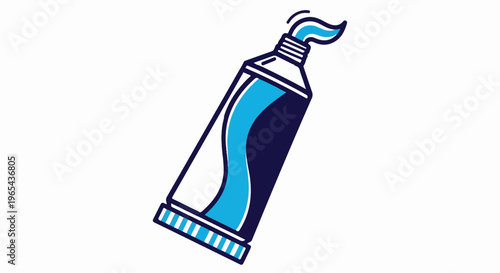 A stylized tube of toothpaste with blue paste emerging