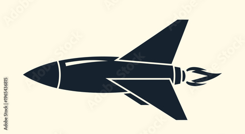 Rocket, Space, Aviation, Black Icon, Vector Graphic