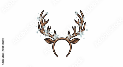 Festive reindeer antlers headband adorned with delicate snowflakes